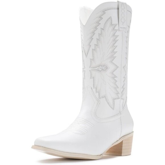 Cowboy Boots For Women Western Classic Fashion Embroidered Pointy Toe Boots - Picture 1 of 7